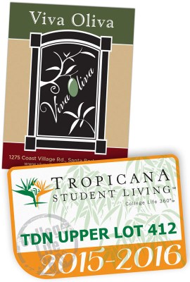 stickers printed in Santa Barbara 3 x 4 inches